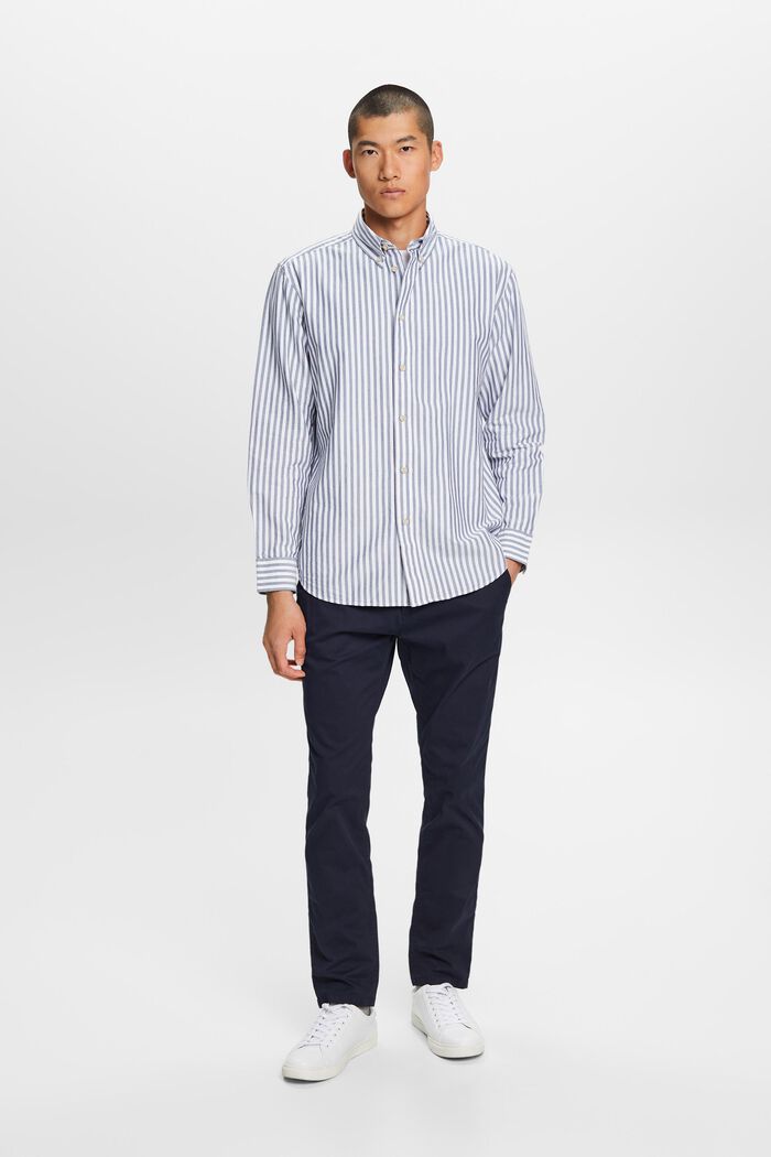 Oxford Stripe Button-Down Shirt, GREY BLUE, detail image number 0