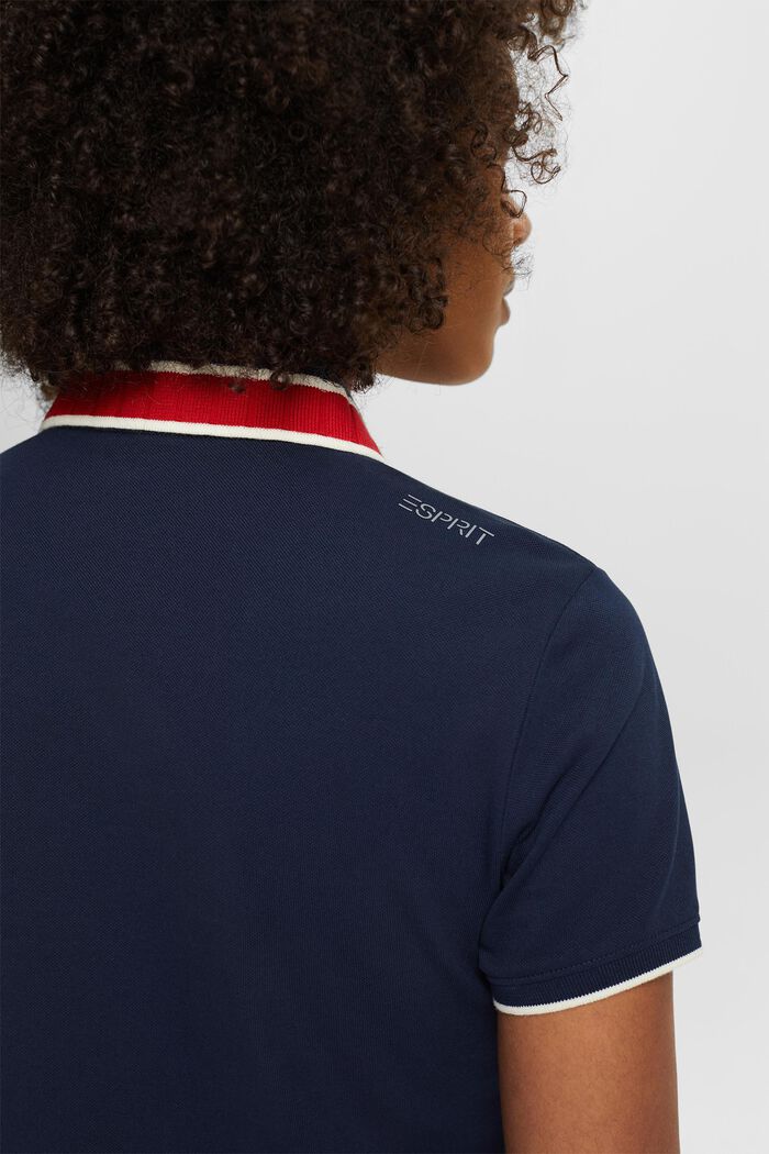 Cotton Short-Sleeve Polo Shirt, NAVY, detail image number 3