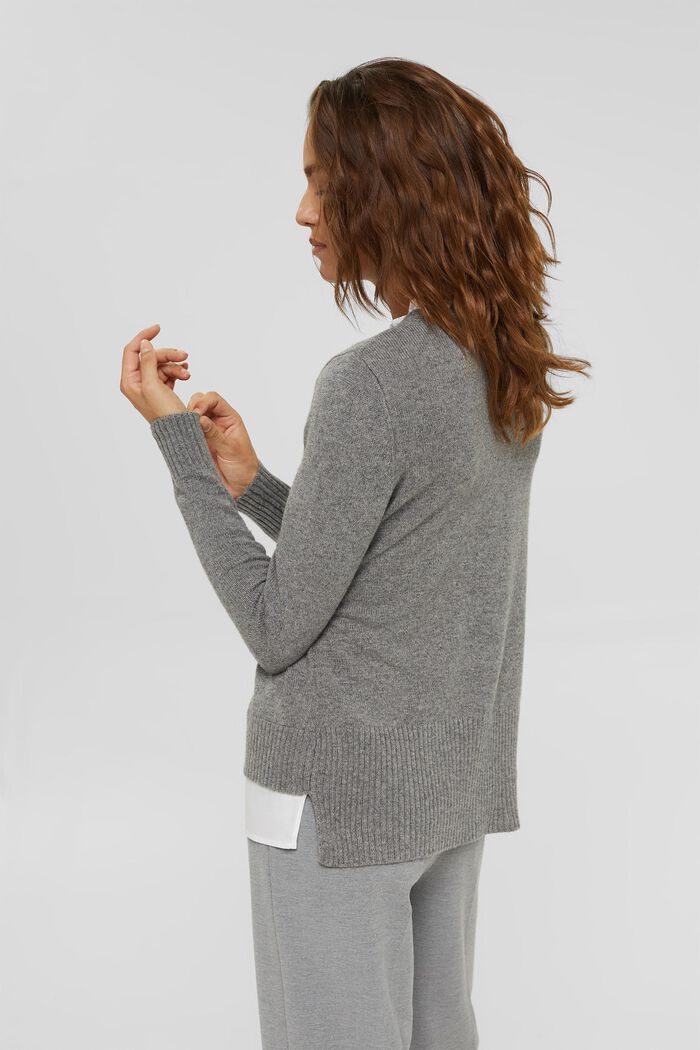 Wool blend: layered-effect jumper, GUNMETAL, detail image number 3