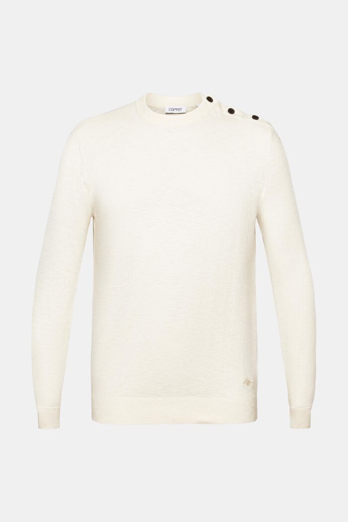 Cotton-Linen Crewneck Sweater, CREAM BEIGE, detail image number 5