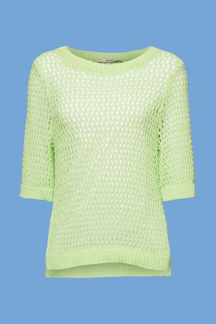 Open mesh knit jumper, CITRUS GREEN, detail image number 6