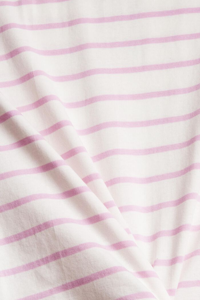 Striped Round Neck Cotton Top, ROSE COLORWAY, detail image number 1