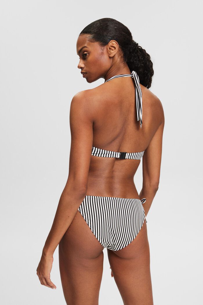 Striped Underwired Halterneck Bikini Top, BLACK, detail image number 3