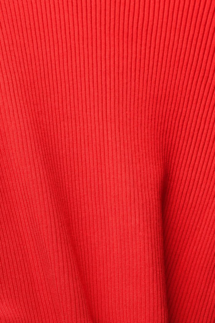 Ribbed cardigan with T-shirt sleeves, RED, detail image number 4