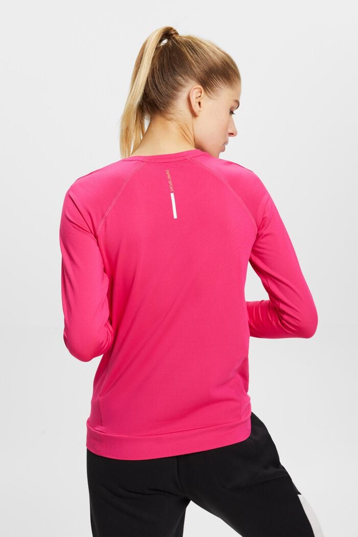 Long-sleeved sports top with E-Dry, PINK FUCHSIA, detail image number 3