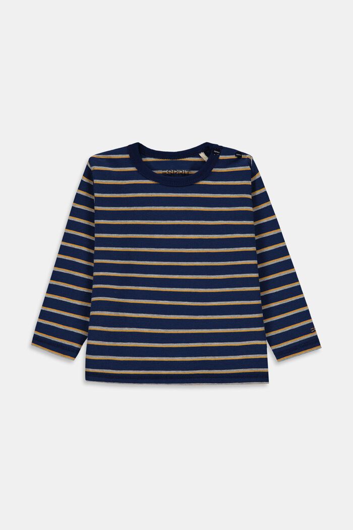 Striped long sleeve top in organic cotton, BLUE, detail image number 0