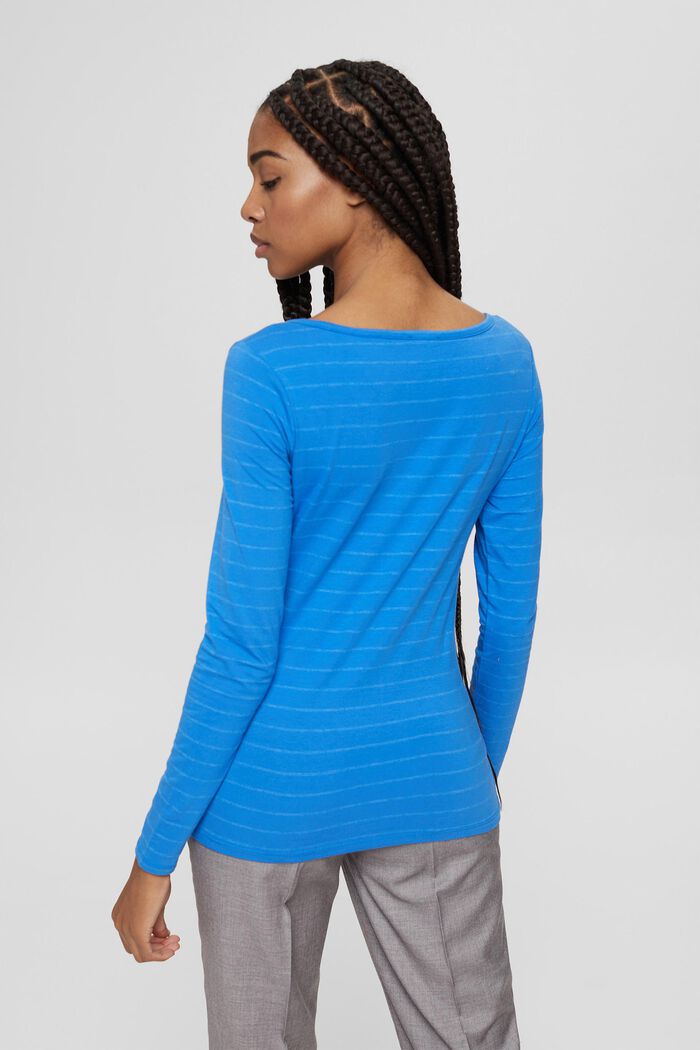 Long sleeve top with stripes, organic cotton blend, BLUE, detail image number 3