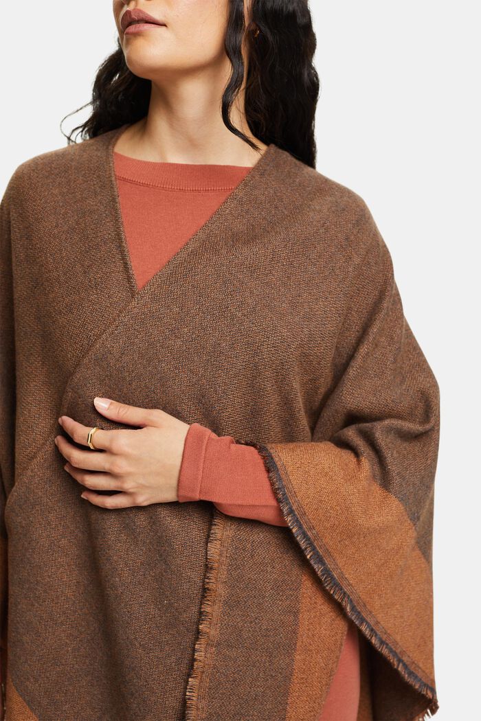Open-Front Reversible Poncho, CARAMEL, detail image number 1