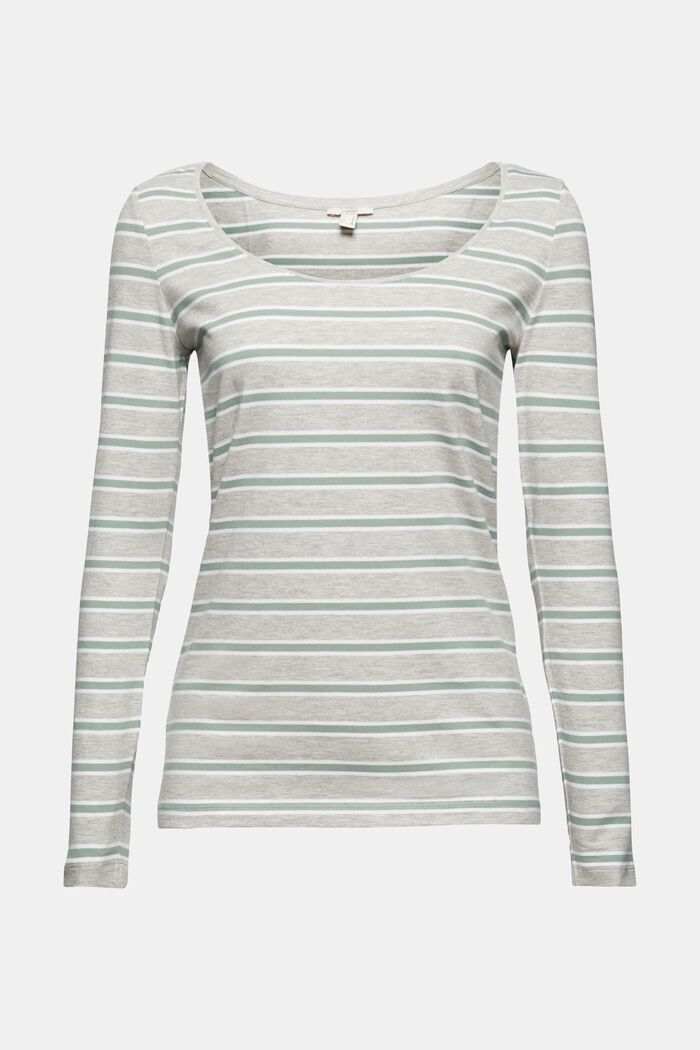 Striped long sleeve top made of organic cotton with stretch, LIGHT GREY, detail image number 5