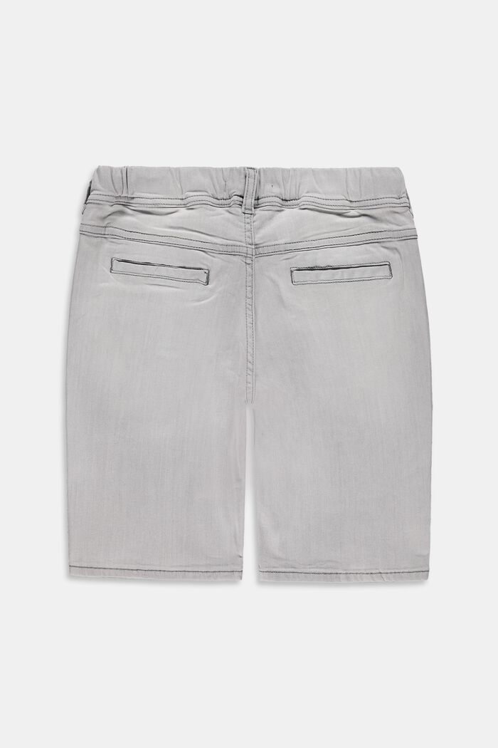 Denim shorts with a stretchy drawstring waistband, GREY LIGHT WASHED, detail image number 1