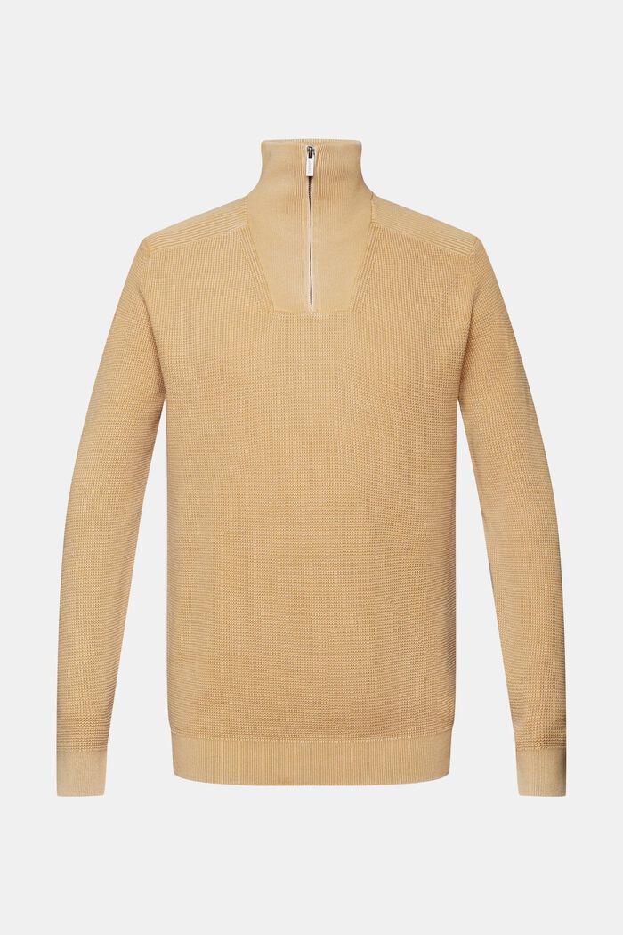 Half-zip jumper, 100% cotton, BEIGE, detail image number 5