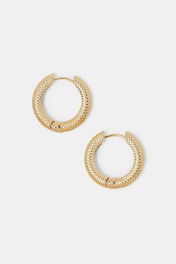 Textured Small Hoop Earrings, GOLD, detail image number 0