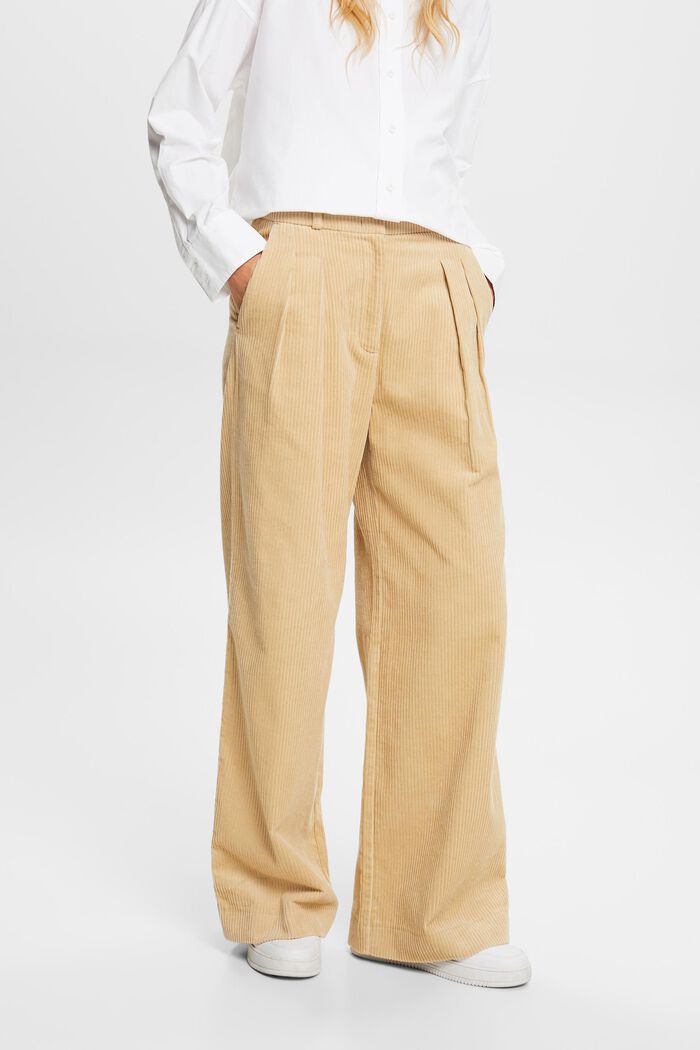 Mid-Rise Wide-Leg Corduroy Pants, DUSTY NUDE, detail image number 0