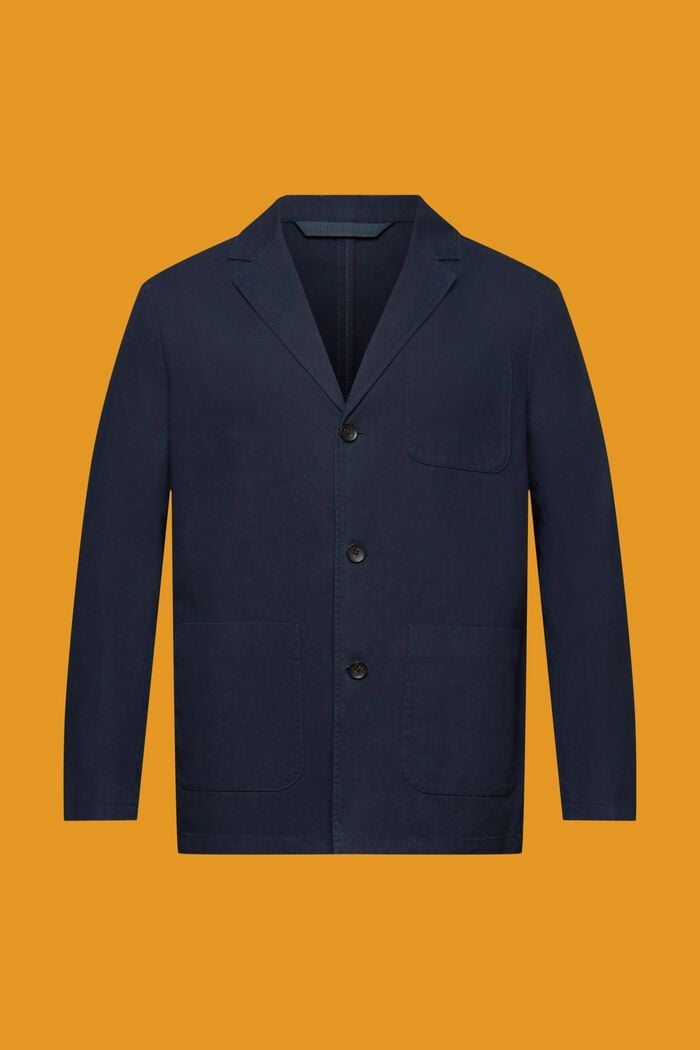 Cotton-Twill Blazer Jacket, NAVY, detail image number 6
