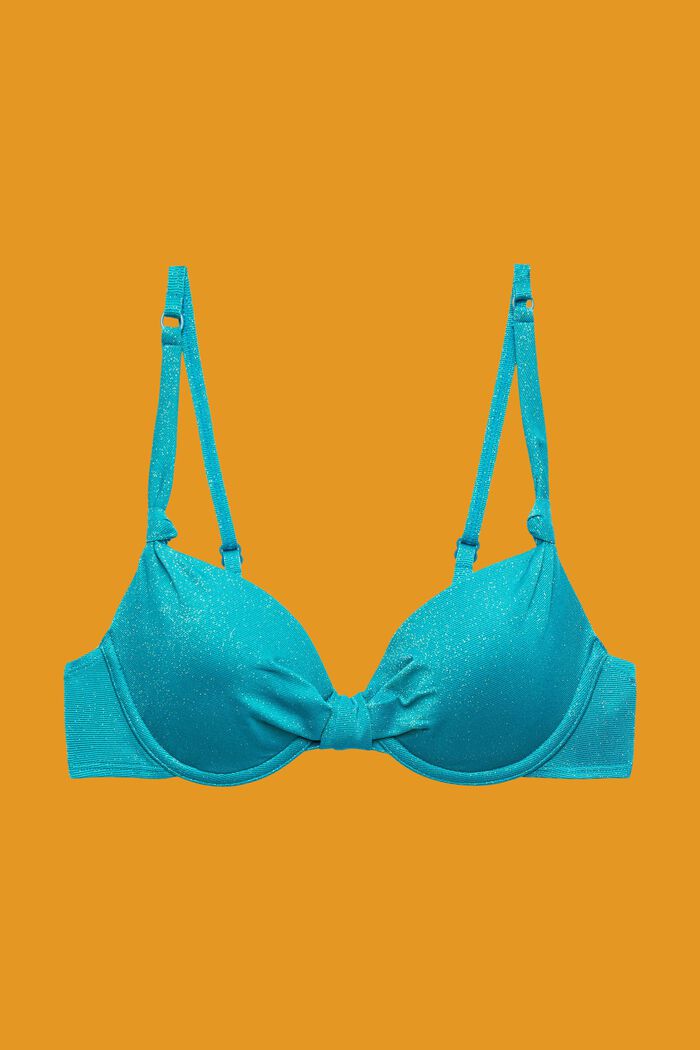 Sparkly underwired padded bikini top, TEAL BLUE, detail image number 4