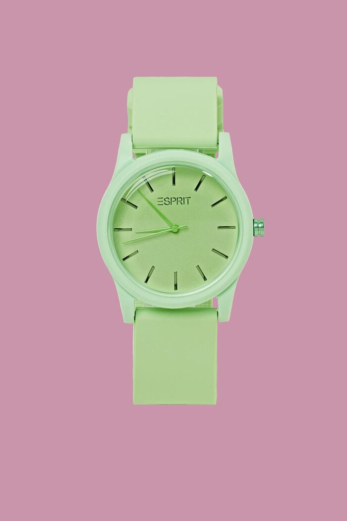 Plastic watch with rubber band, LIGHT GREEN, detail image number 0