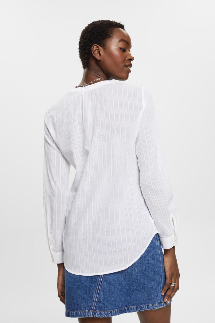 V-necked cotton blouse, WHITE, detail image number 3