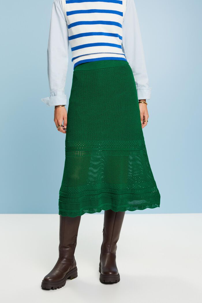 Knitted Midi Skirt, GREEN, detail image number 2