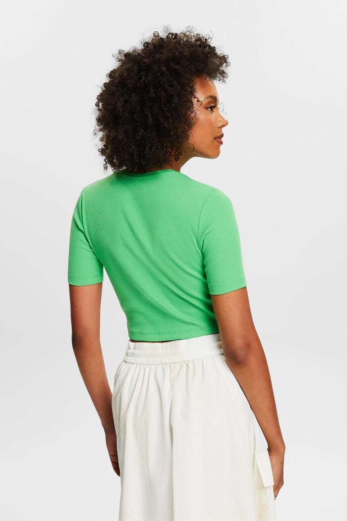 Ribbed Cotton Cropped T-Shirt, CITRUS GREEN, detail image number 3