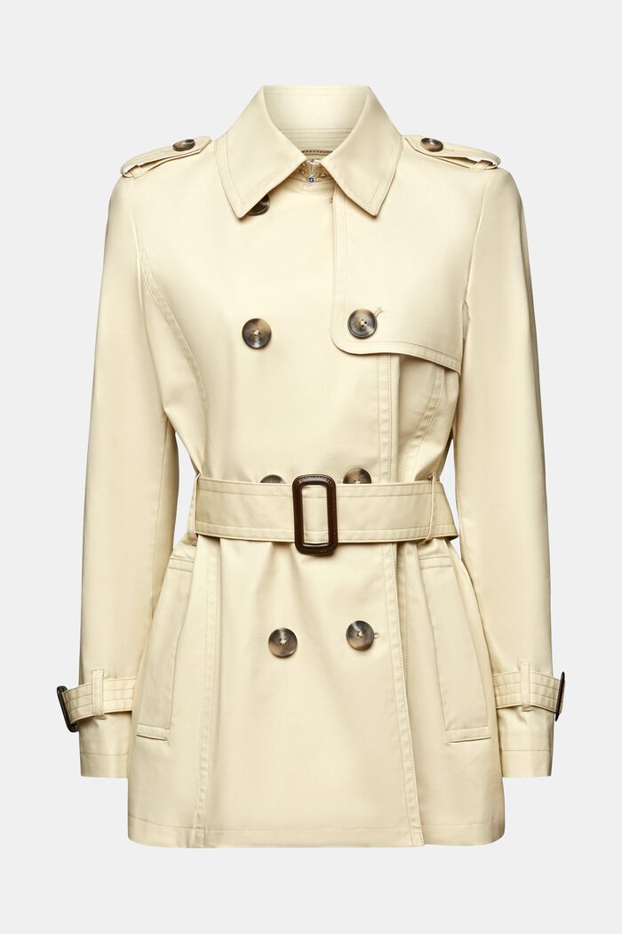 Short Double-Breasted Trench Coat, SAND, detail image number 6