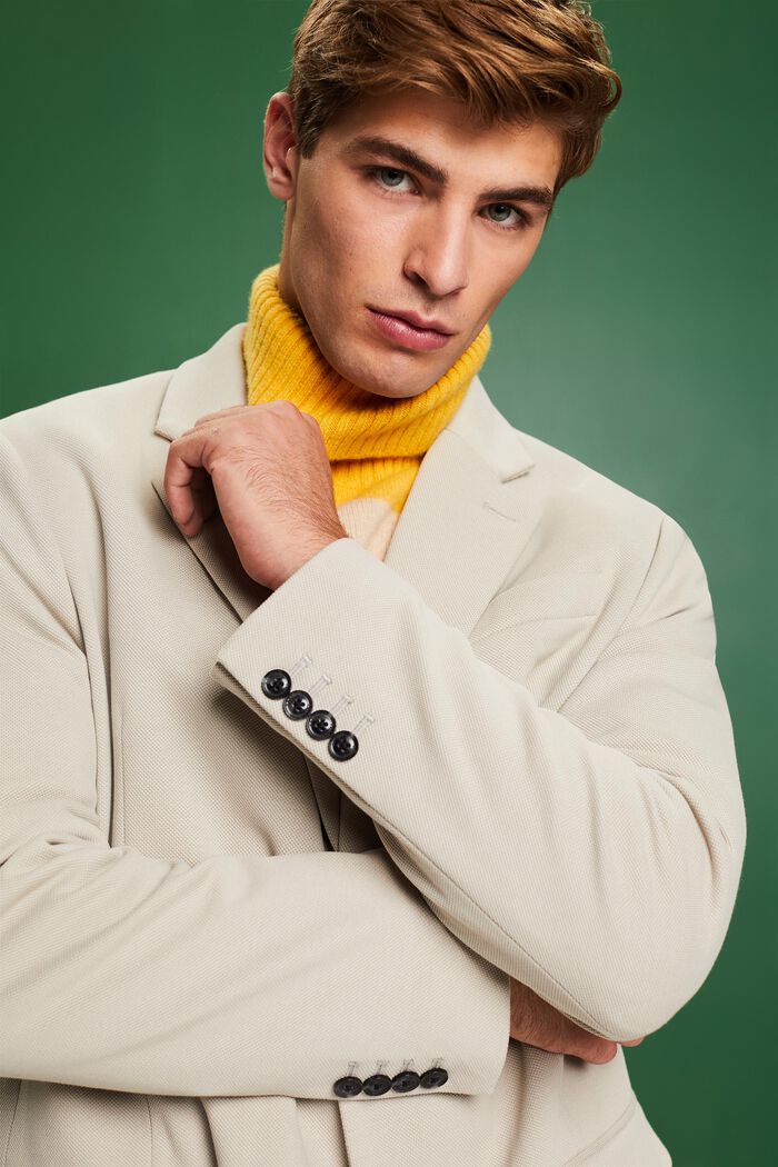 Knitted Cotton Blend Blazer, LIGHT GREY, detail image number 4