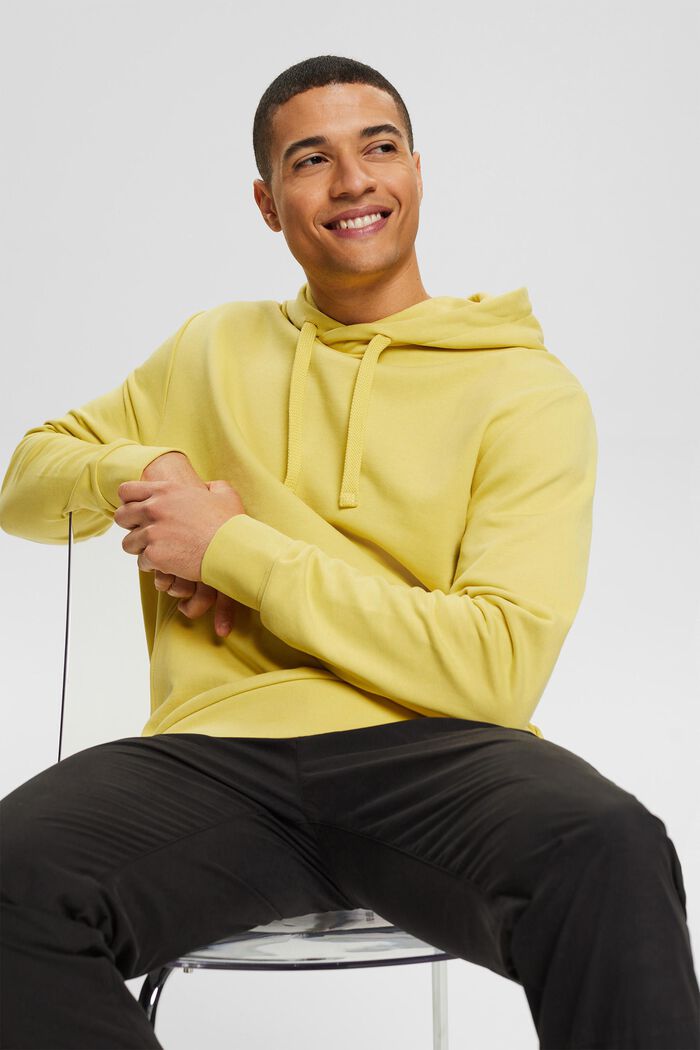 Hooded sweatshirt in blended cotton with TENCEL™, LIME YELLOW, detail image number 4