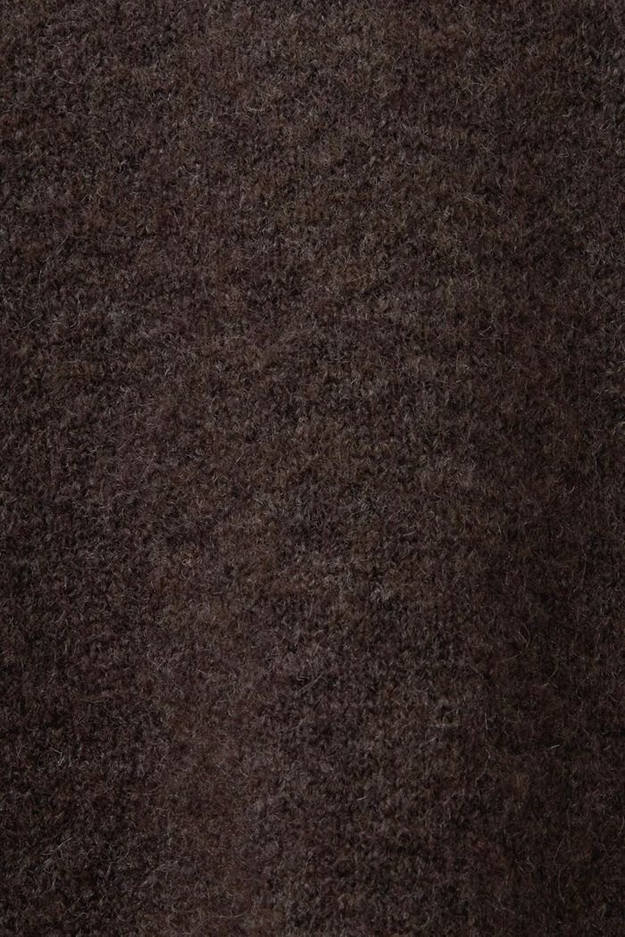 Wool Blend V-Neck Sweater, DARK BROWN, detail image number 5