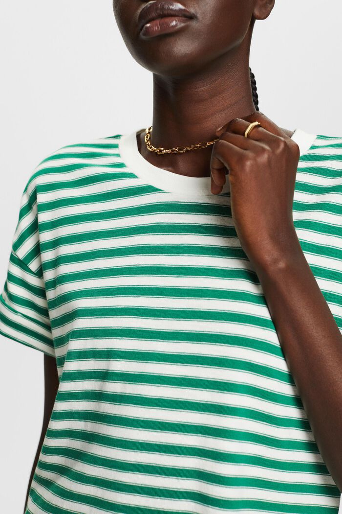 Striped t-shirt, 100% cotton, DARK GREEN, detail image number 2
