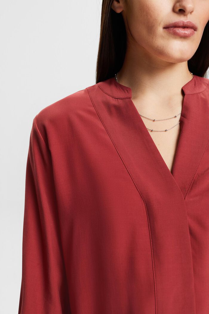 V-neck blouse, LENZING™ ECOVERO™, TERRACOTTA, detail image number 3