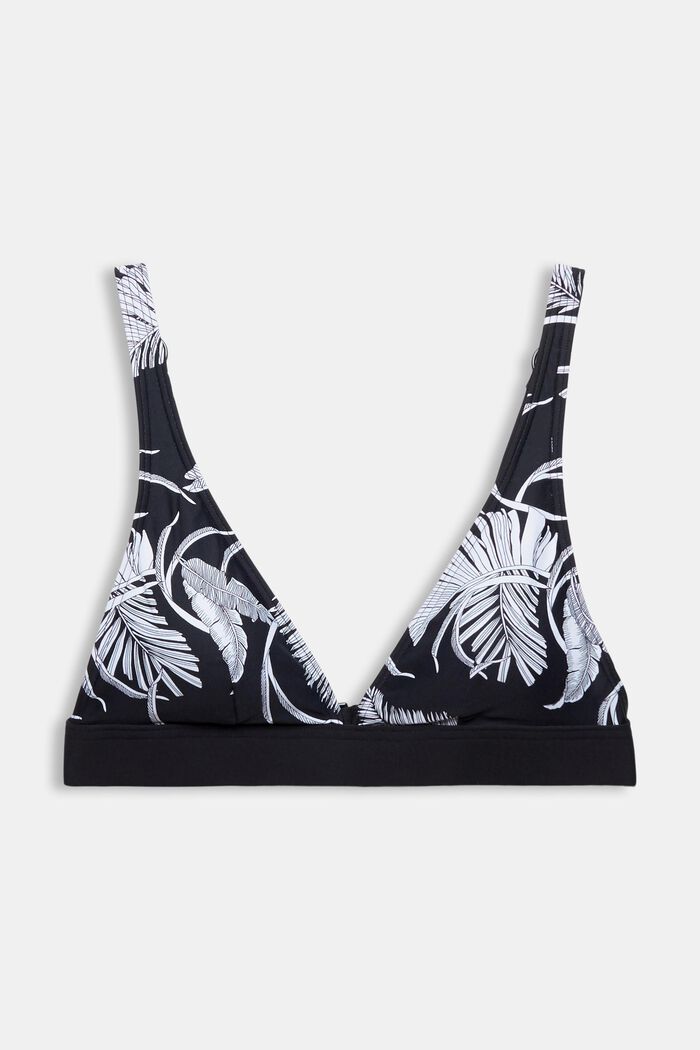 Recycled: non-wired bikini top with a palm tree print