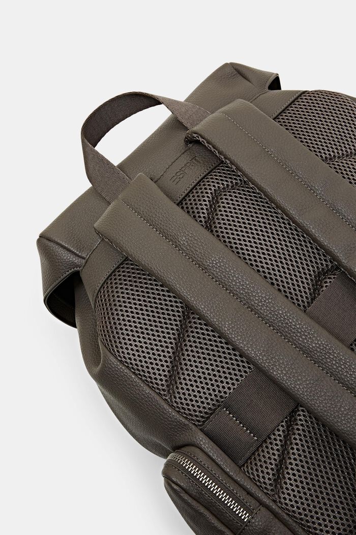 Vegan Leather Backpack, GREY-BROWN, detail image number 1