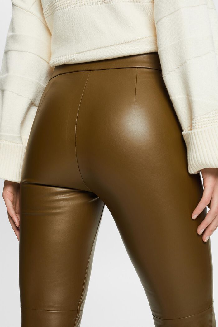 Faux leather trousers, DARK KHAKI, detail image number 2