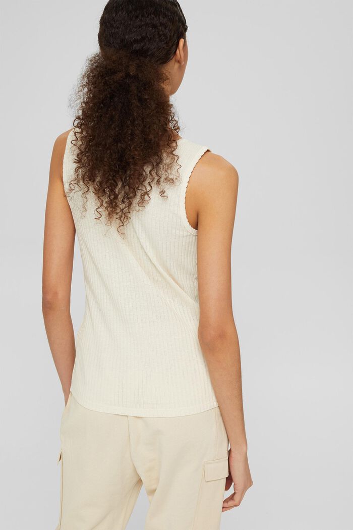Ribbed sleeveless top made of recycled material, OFF WHITE, detail image number 3