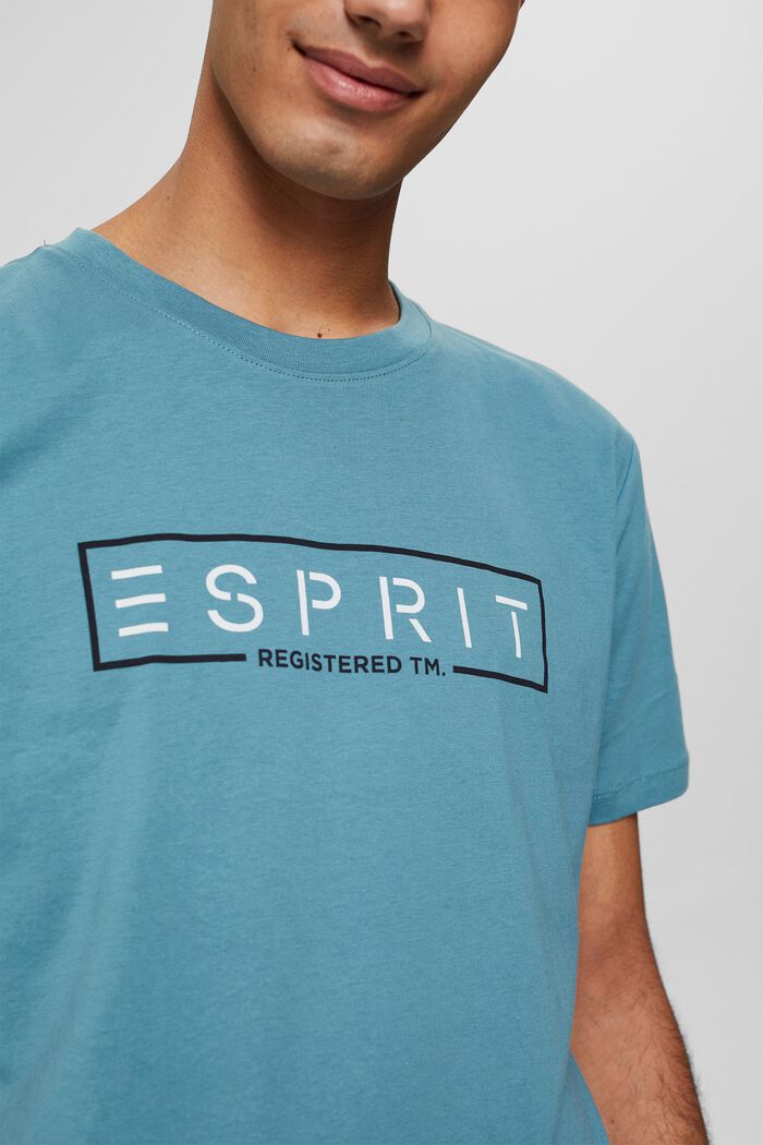 Jersey T-shirt with a logo print, TURQUOISE, detail image number 1