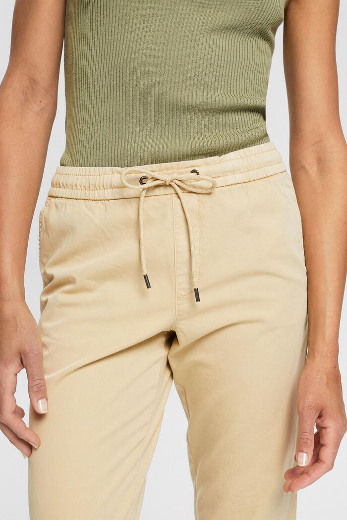 Trousers with a drawstring waistband made of pima cotton, SAND, detail image number 0