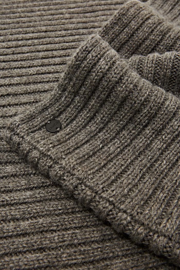 Rib-knit tube scarf, wool blend, MEDIUM GREY, detail image number 1