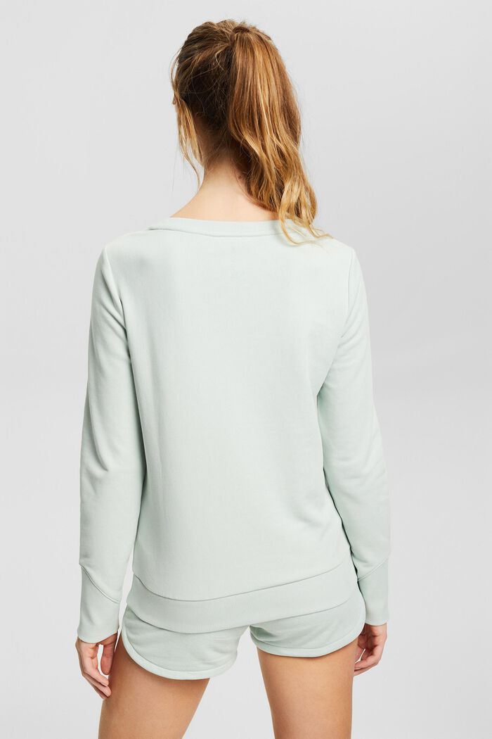 Sweatshirt with a cut-out, organic cotton blend, PASTEL GREEN, detail image number 3