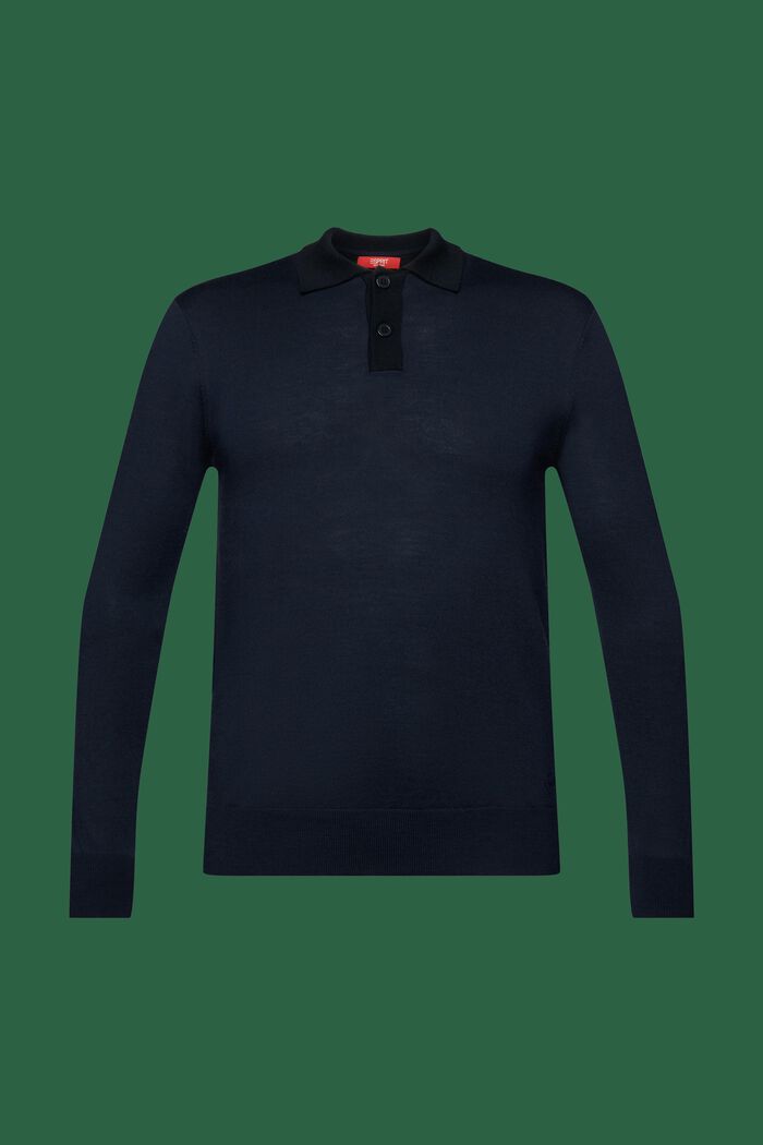 Merino Wool Polo Neck Jumper, NAVY, detail image number 5