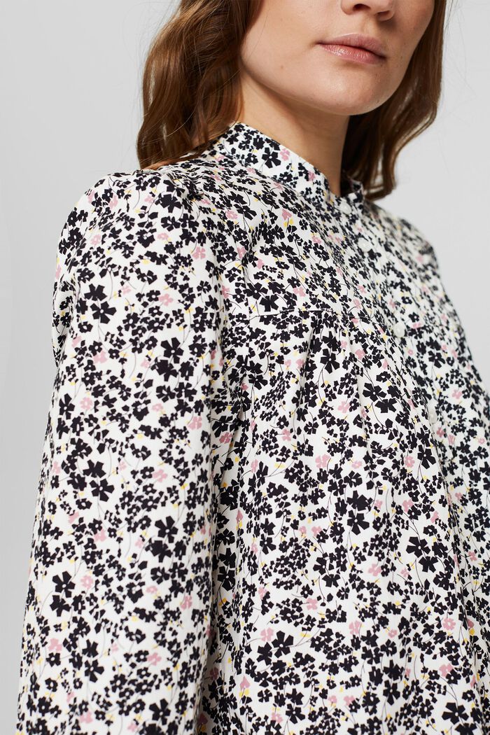 Shirt blouse with a print, 100% cotton, OFF WHITE, detail image number 2