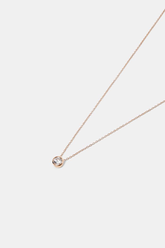 Necklace with zirconia, sterling silver, ROSEGOLD, detail image number 1