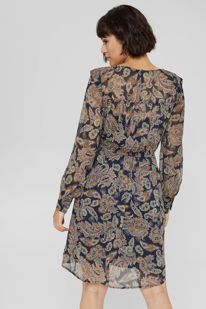 Recycled: Chiffon dress with a Paisley print, NAVY, detail image number 2