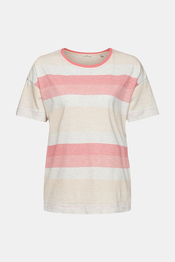 Striped T-shirt made of stretch cotton, CORAL RED, detail image number 5