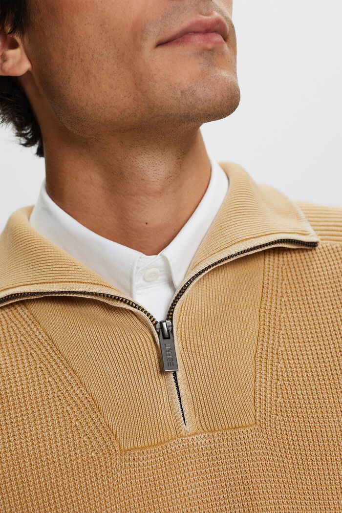 Half-zip jumper, 100% cotton, BEIGE, detail image number 2
