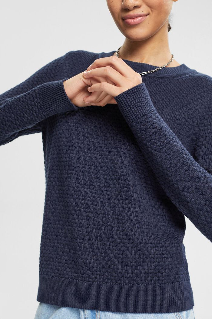 Textured knit jumper, NAVY, detail image number 0