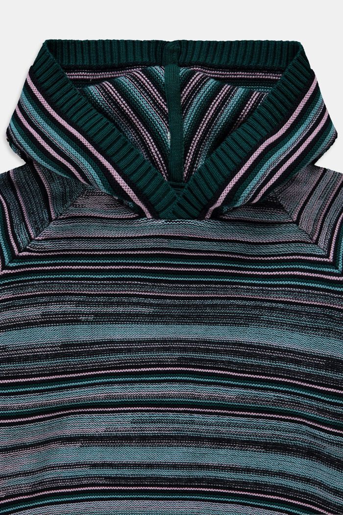 Knitted hoodie with a striped pattern, AQUA GREEN, detail image number 2