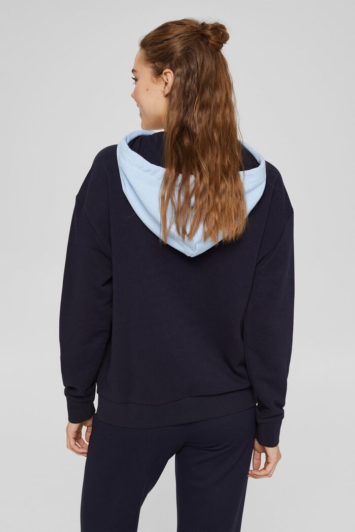 Made of recycled material: hoodie in a colour block design, NAVY, detail image number 3