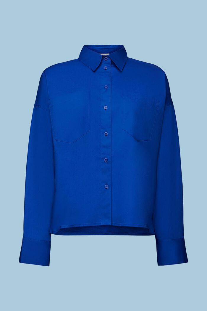 Cotton-Poplin Button-Up Shirt, BRIGHT BLUE, detail image number 6
