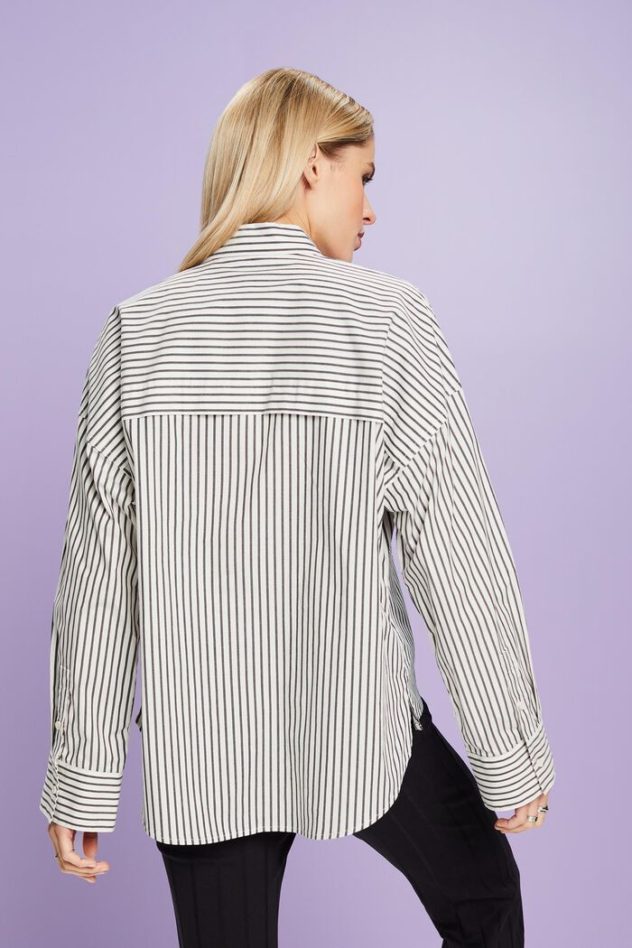 Striped Button-Down Shirt, BLACK, detail image number 2