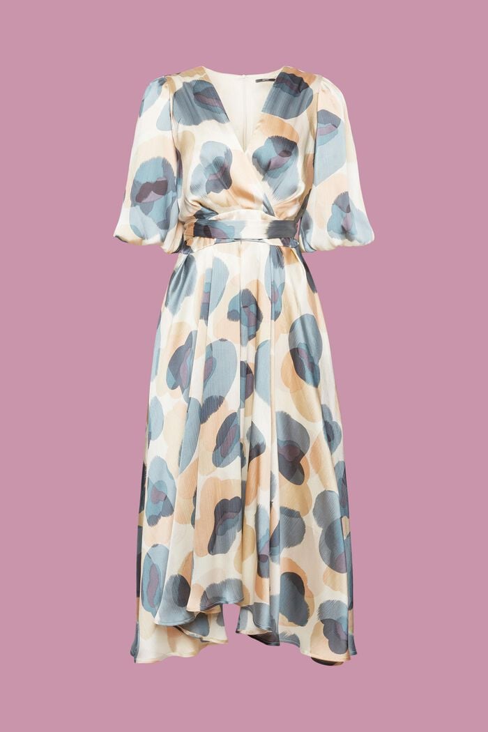 Crinkled midi dress with all-over print, CREAM BEIGE, detail image number 6