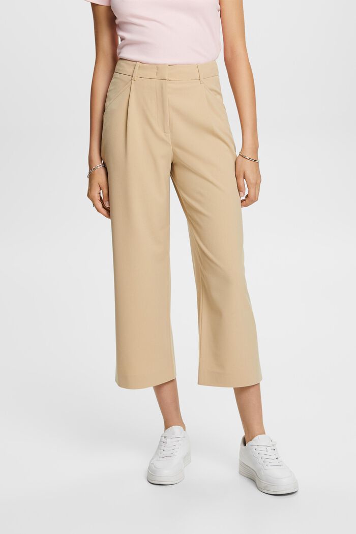 High-rise culottes with waist pleats, SAND, detail image number 0